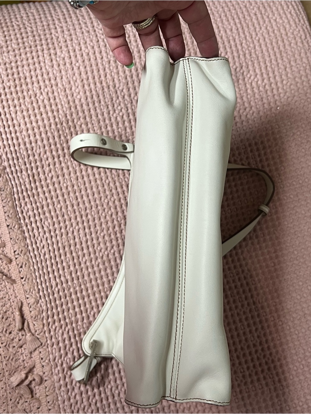 Authentic Vintage Loewe Madrid White Leather Shoulder Bag Made in Spain - Picture 12 of 17